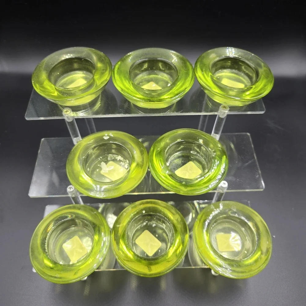 Crate & Barrel Lime Green Glass‎ Tea Light Candle Holders 3
